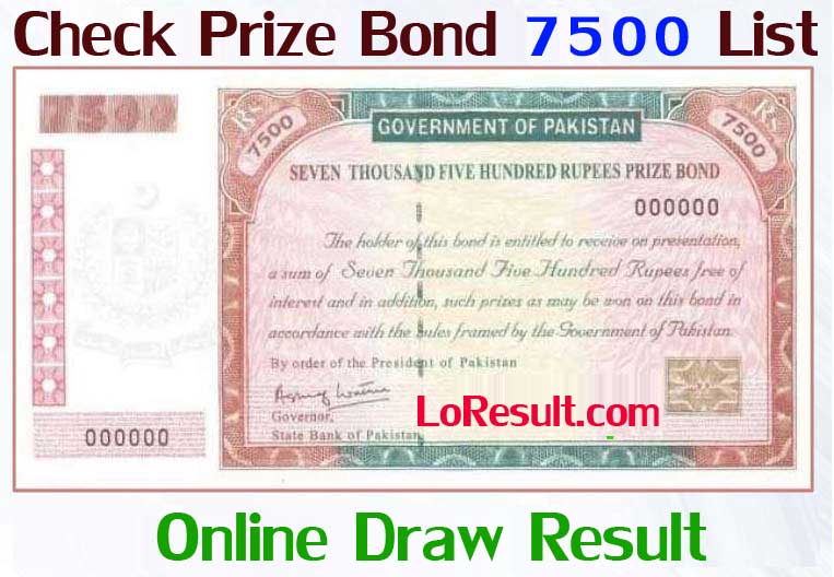 Rs. 7500 Prize Bond List