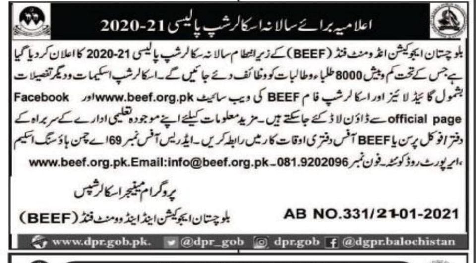 BEEF scholorship