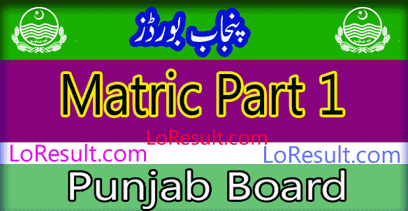 Punjab Board Matric Part 1 result 2024