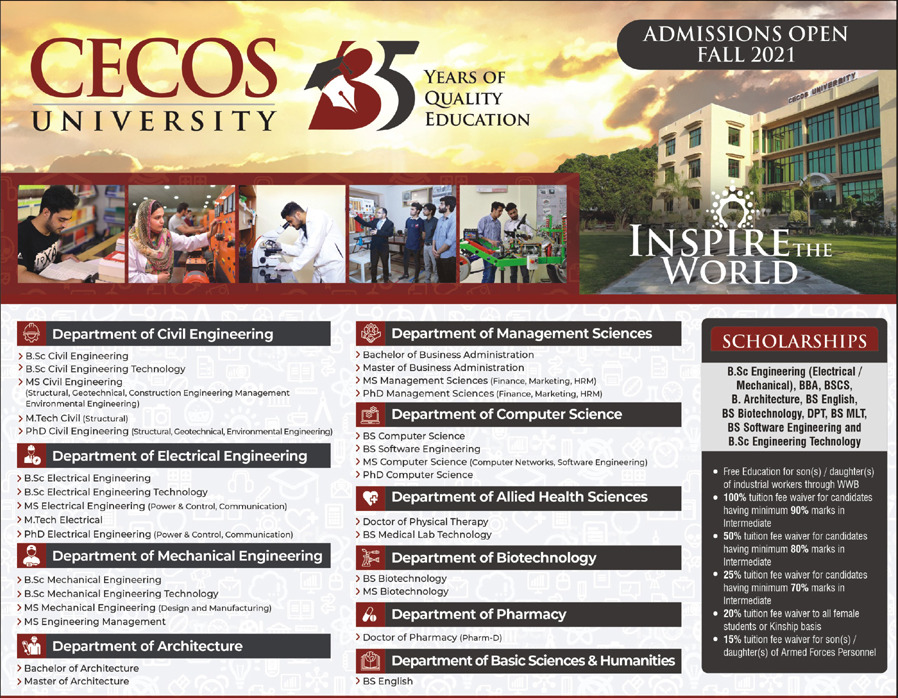 CECOS University Admissions Open Fall 2021