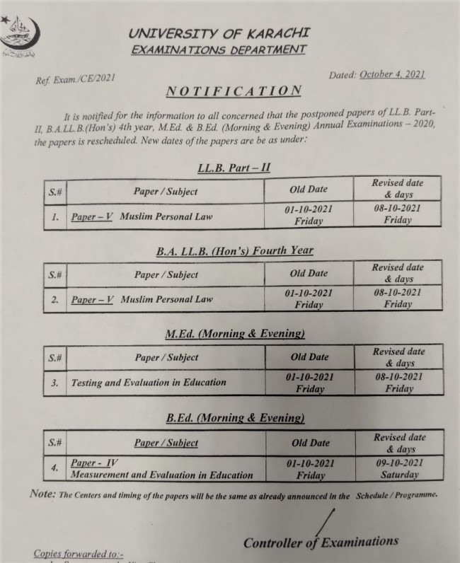 UOK Schedule