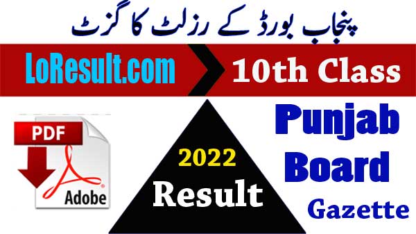 Gazette Matric Result 2022 Punjab Board