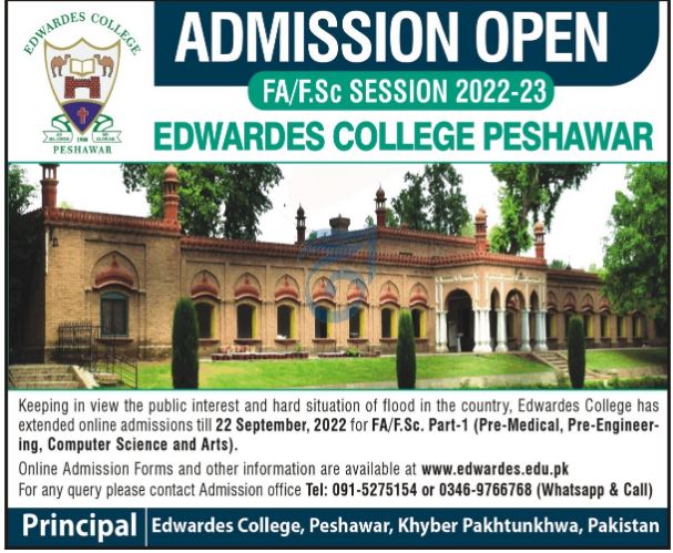 Edwardes College Peshawar Admissions 2022