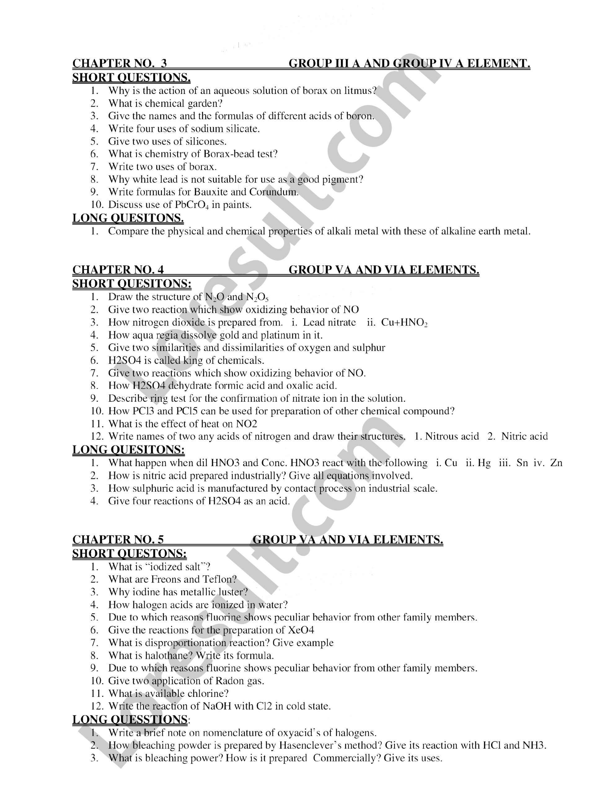 HSSC Part 2 Chemistry Guess Paper 2023 Punjab Board