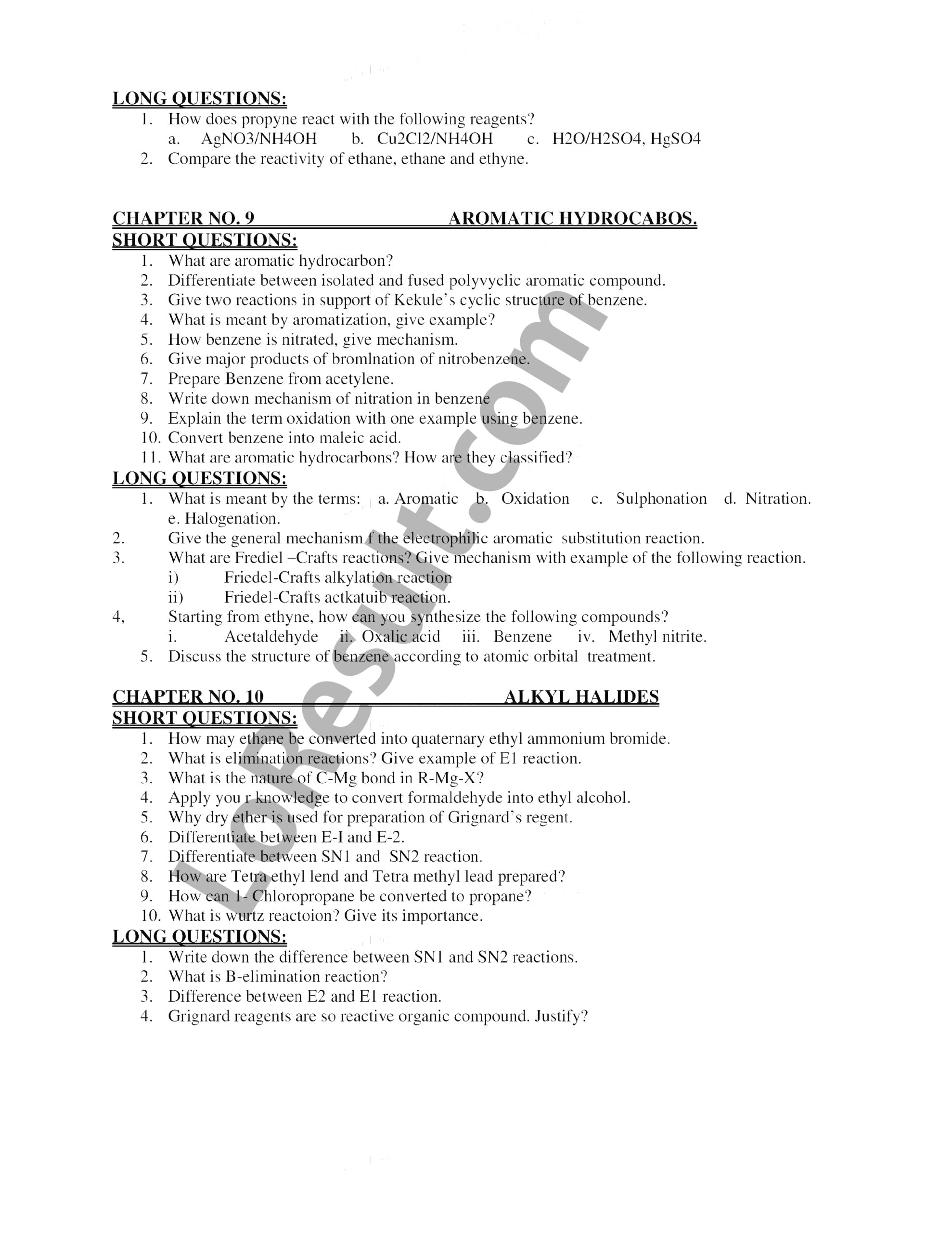 12th Class Chemistry Guess Paper 2023 Punjab Board