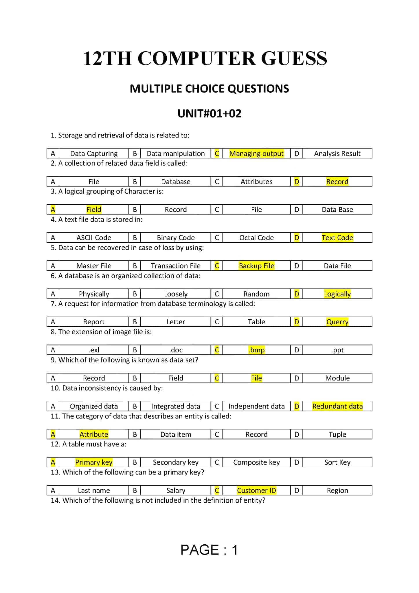 2nd Year Computer Science Guess Paper 2023