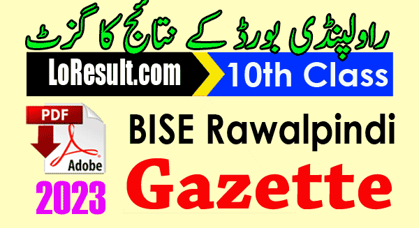 BISE Rawalpindi Board 10th Class Result 2023 Gazette