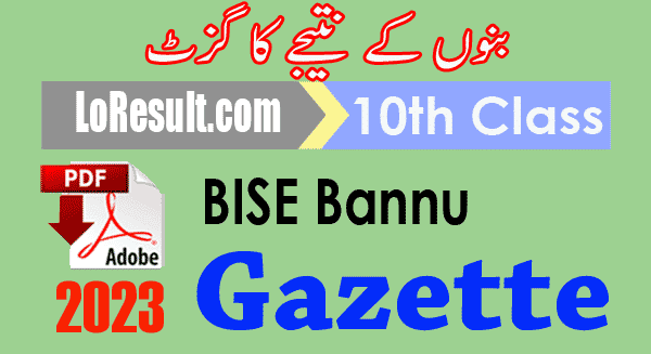 BISE Bannu Board 10th Class Result 2023 Gazette PDF Download, SSC Matric part 2
