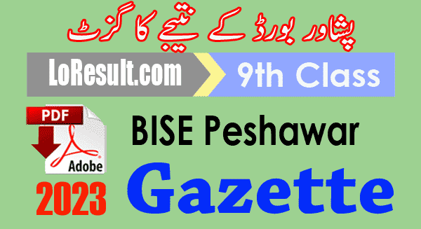 BISE Peshawar Board 9th Class Result Gazette 2023 PDF Download SSC, Matric part 1