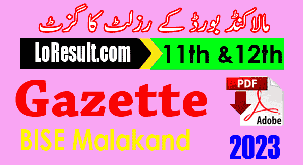 Download 11th, 12th class Gazette 2023 PDF BISE Malakand HSSC, Intermediate part 1 & 2