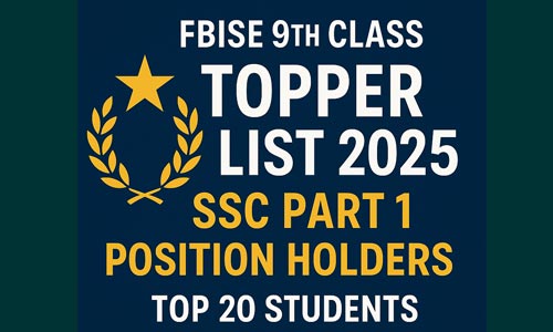 Fbise 9th class top position holders 2025